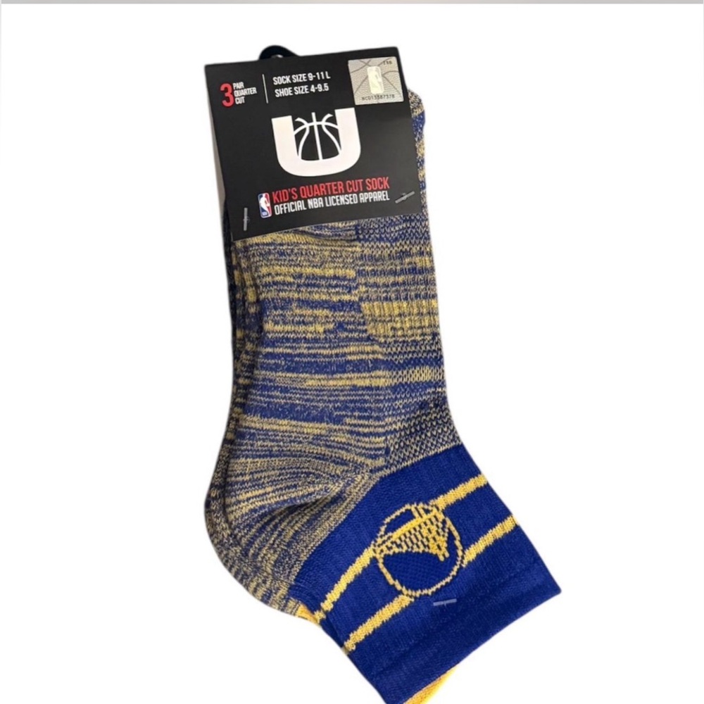 NBA Kids' Quarter Cut Socks - Blue and Yellow 6 pack